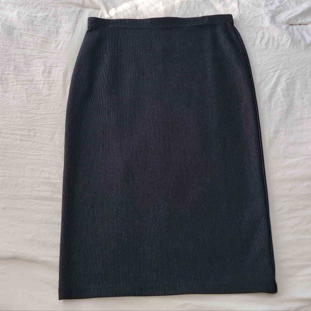 NWT Max Studio Skirt Black & Ivory pin Striped Career Capsule $ 88 Small